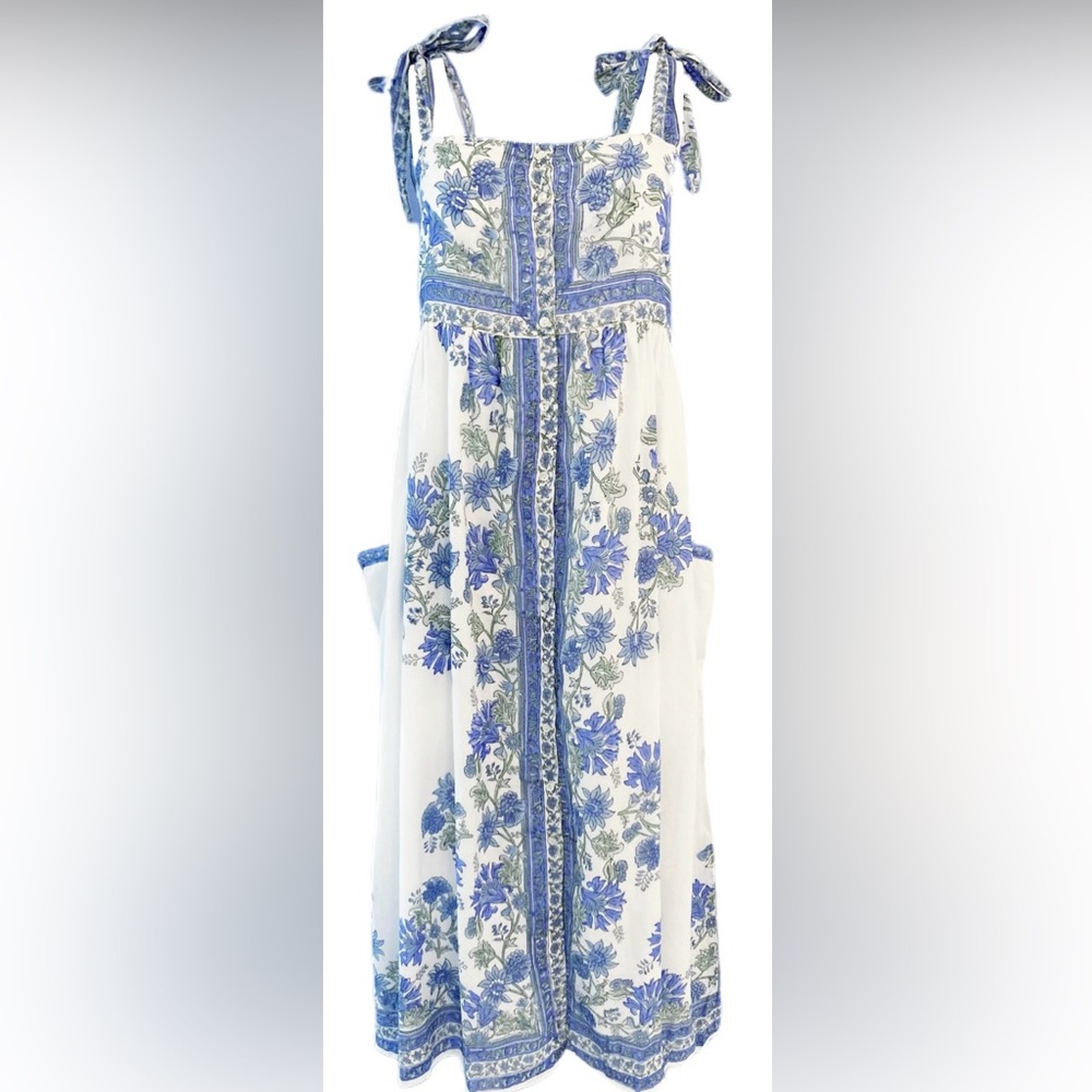 Floral Maxi Dress with Blue Accents